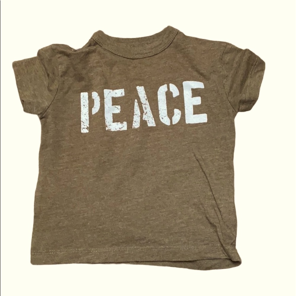 2T Baby Boy “Peace” Shirt Olive Green